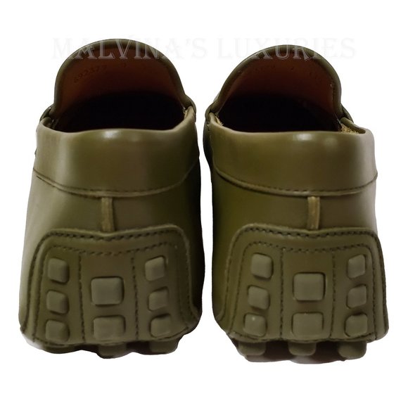 GUCCI SHOES MENS LOAFERS MOCCASINS G LOGO GREEN LEATHER sz 9G 9.5 - Picture 11 of 15